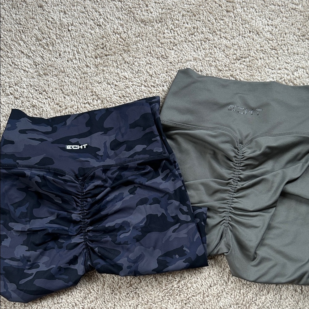 women’s Navy Camo and Olive scrunch leggings set
